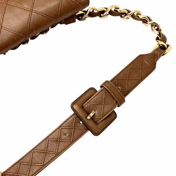 AUTHENTIC CHANEL mini wild stitch bum bag waist bag belt 75cm brown lambskin - Picture 8 of 12